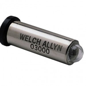 Foco oftalmoscopio halógeno de 3.5V para equipos médicos, marca Beracah Médica, con cable y conector en imagen.