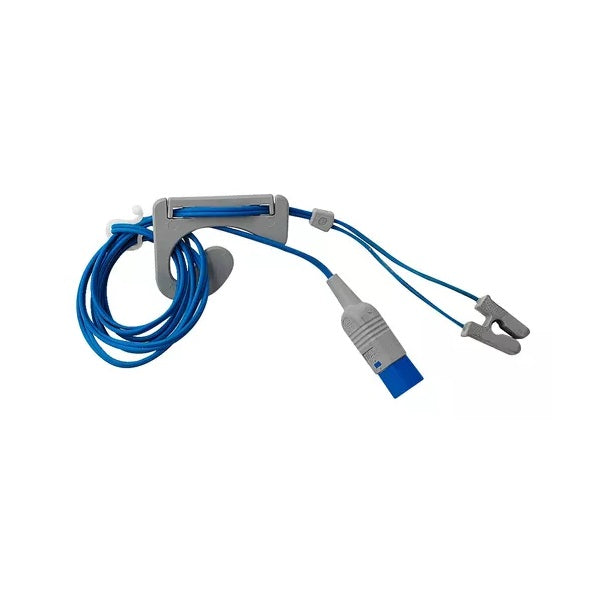 Sensor SPO2 de oído de la marca Beracah Médica, con cable y diseño para oxímetros.