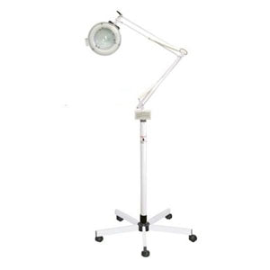 Lámpara amplificadora ajustable 5x con base, lámpara de brazo flexible de Beracah Médica para lectura o tareas precisas.