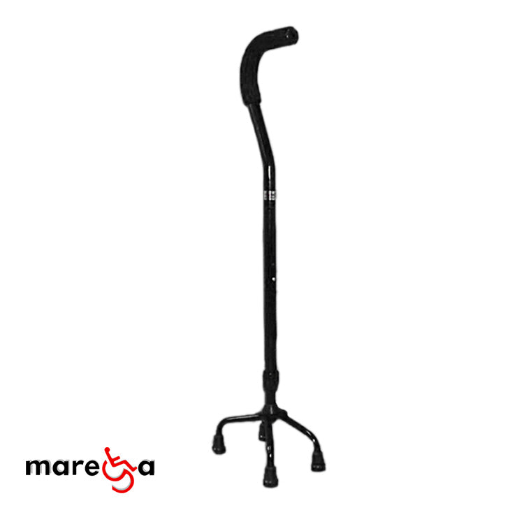 Bastón de acero de 4 apoyos con extensión tipo cuello de ganso, marca Beracah Medica, con mango ergonómico y base estable