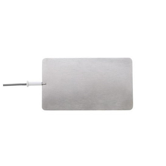 Placa de retorno para paciente de Hyfrecator, marca Beracah Medica, con superficie metálica y conexiones eléctricas visibles.