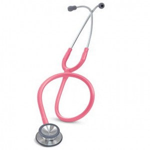 Estetoscopio Classic II adulto rosa coral de Littmann, con diadema y tubos rosados, para uso médico y diagnóstico clínico.