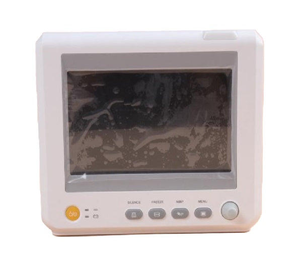 Monitor multiparamétrico Zafiro F de 8" de Beracah Médica, portátil, con pantalla para signos vitales y fácil traslado.