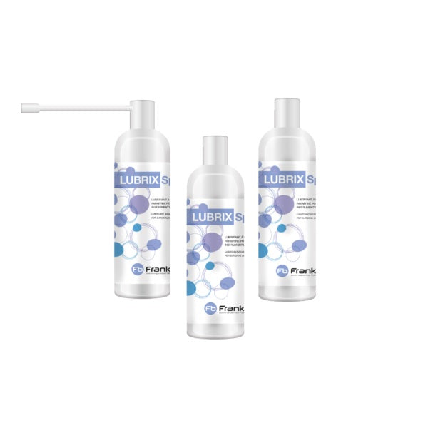 Spray lubricante de aceite de parafina para instrumentos quirúrgicos Beracah Medica, caja con 4 unidades, en envase de spray.
