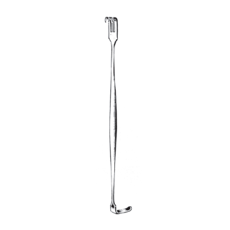 Separador Senn de 16.2 cm de doble punta, en color metálico, con diseño afilado, marca Beracah Medica, para procedimientos dentales.