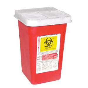 Contenedor de punzocortantes Beracah Medica de 1 litro, de polipropileno, con tapa segura para residuos cortantes.