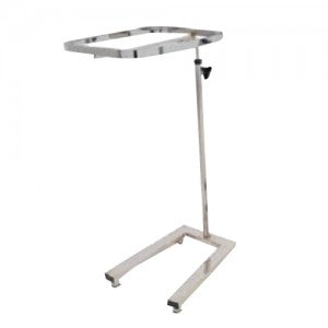 Mesa de mayo de Beracah Medica con base tubular cromada, sin charola, diseñada para mesas de mayo en entornos médicos.