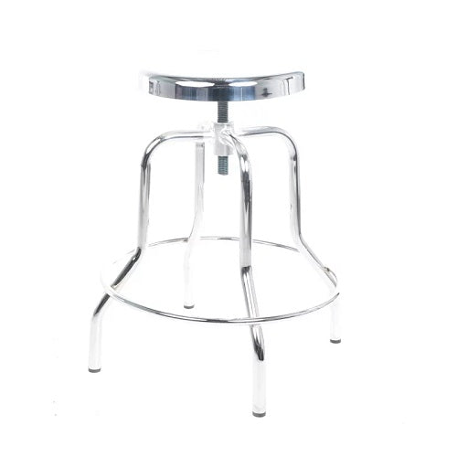 Banco giratorio de acero inoxidable MSI de Beracah Médica, vista en imagen, con asiento y base metálica resistente.