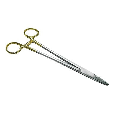 Porta agujas Mayo Hegar de 18 cm de la marca Beracah Médica, herramienta médica en acero con acabado tungsteno.