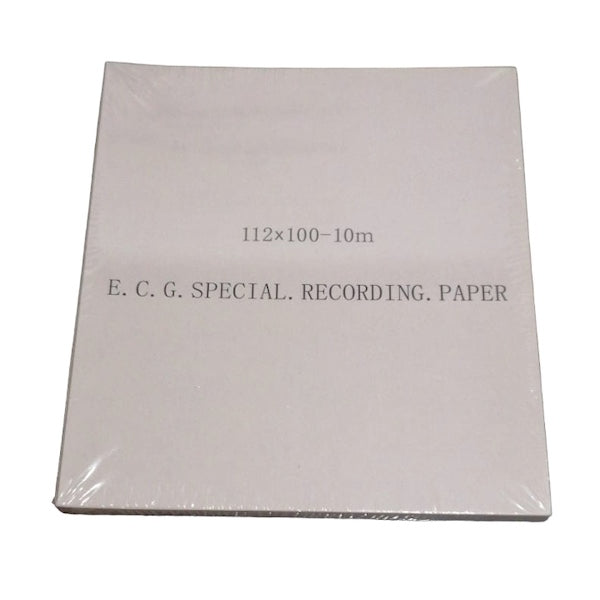 Papel para ECG en Z de 11.2 x 10 cm de Beracah Médica, 6 canales, 10 metros por paquete, paquete con 10 unidades.
