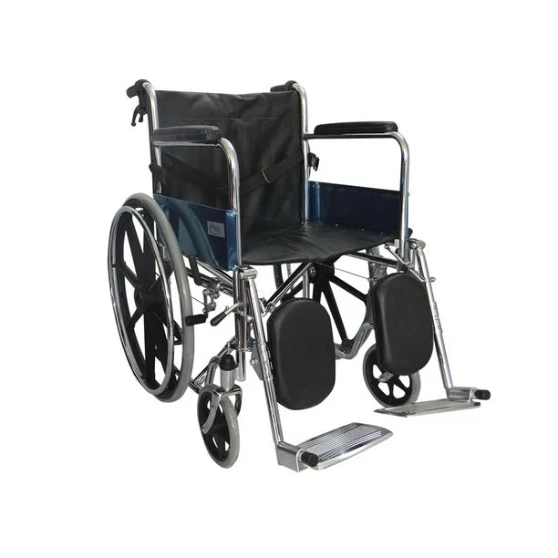 Silla de ruedas estándar Beracah Medica de 16 pulgadas con elevapiernas y estructura de metal resistente.