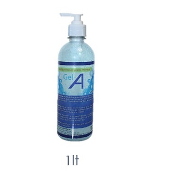 Gel antibacterial de Beracah Medica, 78% biodegradable, frasco de 1 litro con dispensador y etiqueta visible.
