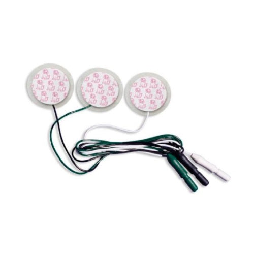 Electrodo Kitty Cat Pre-alambrado Neonatal Beracah Medica, caja con 100 sobres de 3 electrodos para ECG infantiles.
