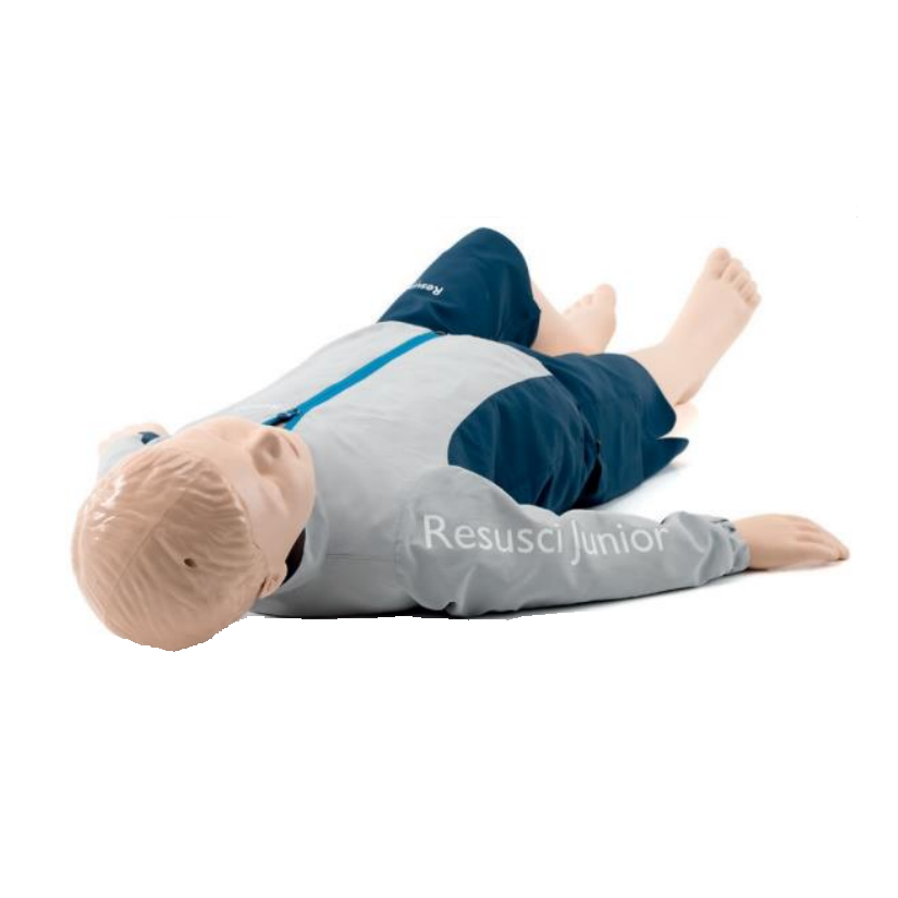 Maniquí de prácticas RCP Resusci Junior de Beracah Medica con cuerpo completo y bolsa de transporte para entrenamiento.