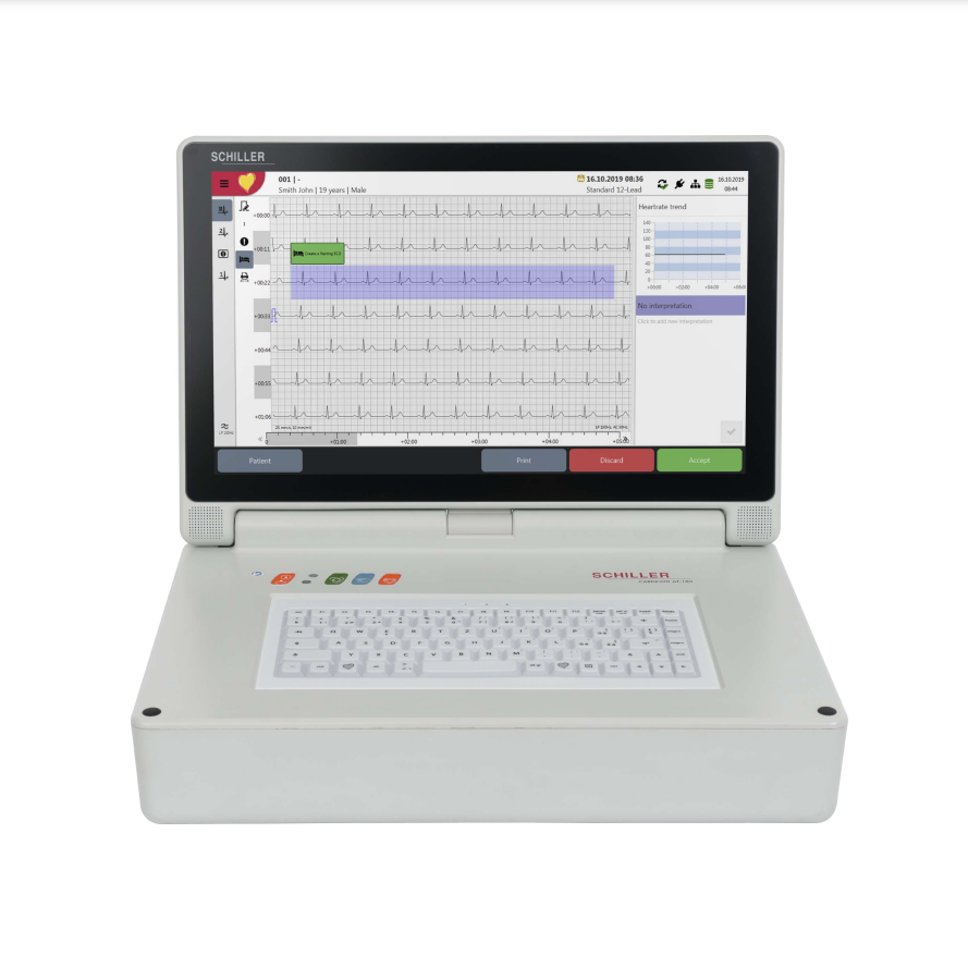 Electrocardiografo de 12 canales Beracah Medica CARDIOVIT AT-180 con pantalla táctil a color de 18.5 pulgadas.