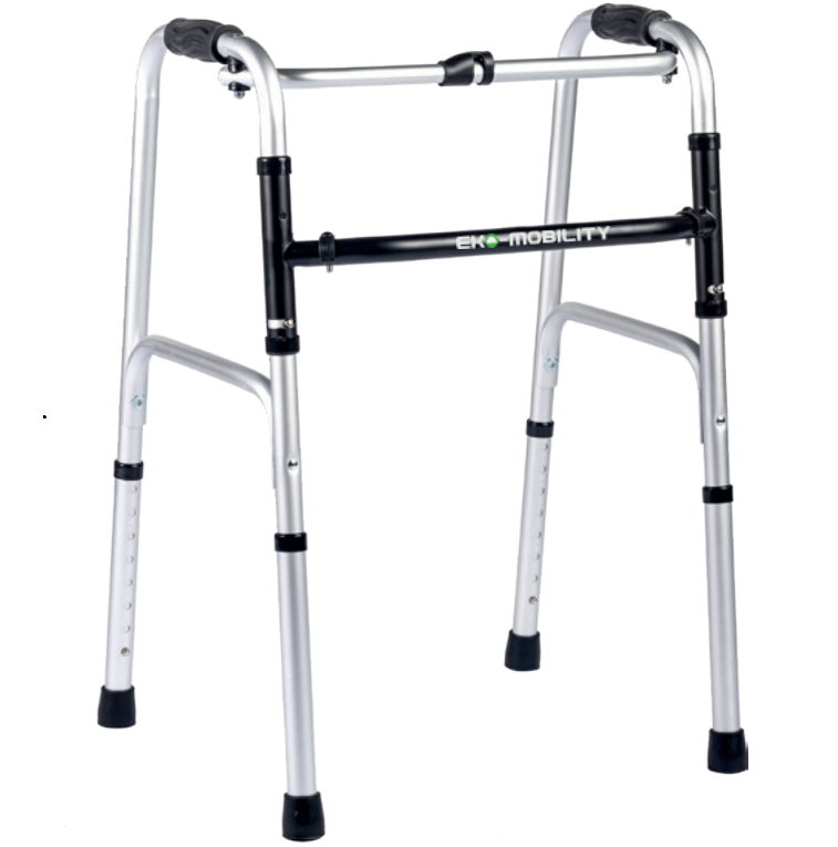 Andaderas plegables en color plata de la marca Beracah Medica, con estructura ligera y resistente para apoyo y movilidad.