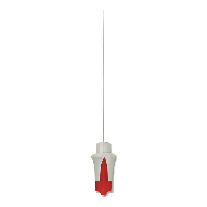 Electrodo desechable para EMG Dantec® Roja, aguja de 50 mm y 0,46 mm de diámetro, en caja de 25 piezas, marca Beracah Medica.