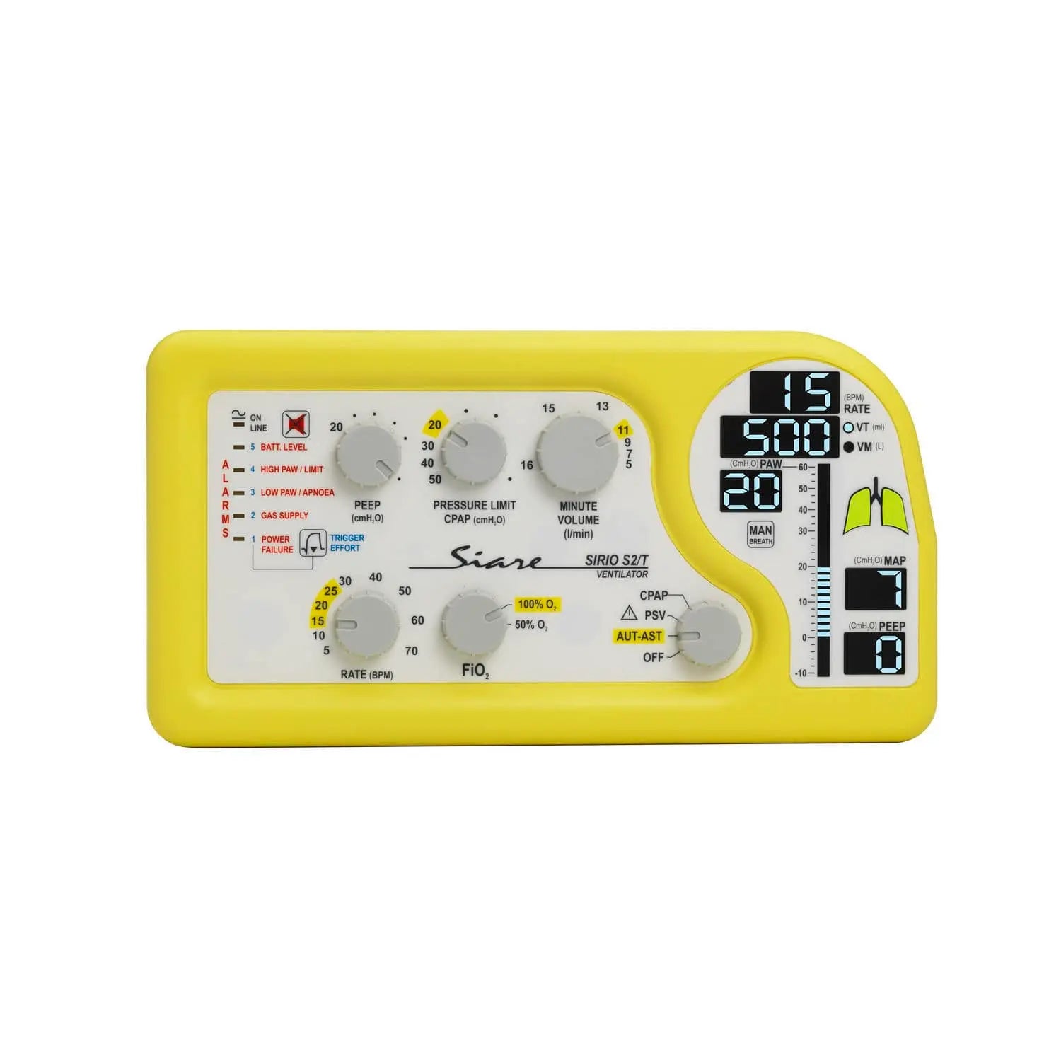 Ventilador de traslado para adultos SIRIO S2T de Beracah Medica, equipo compatible con resonancia magnética MRI.