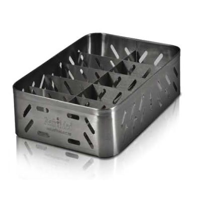 Canastilla de acero inoxidable para transporte de vacunas y órganos, con mango y tapa de Beracah Medica.