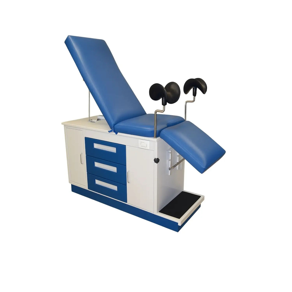 Mesa de exploración MSI Beracah Médica con 3 cajones y 2 puertas laterales, superficie amplia y estructura resistente.