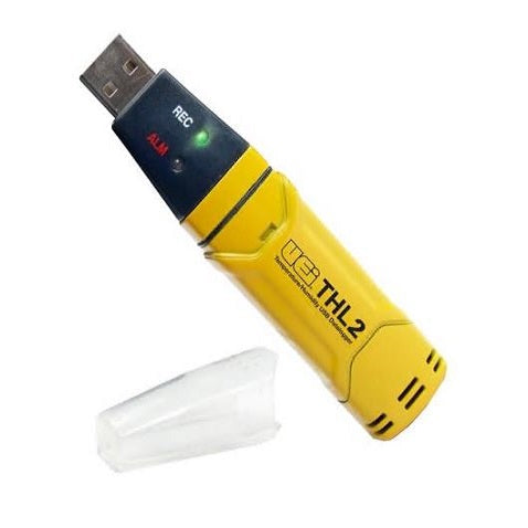 Registrador USB de humedad y temperatura MSI de Beracah Medica, con pantalla y sensores para monitoreo ambiental preciso.