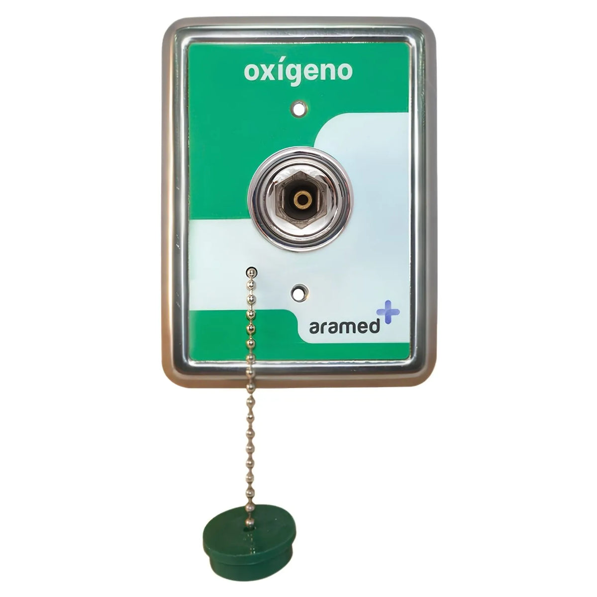 Toma de pared para oxígeno tipo NFPA de Beracah Médica con conexión Puritan, mostrada en la imagen.