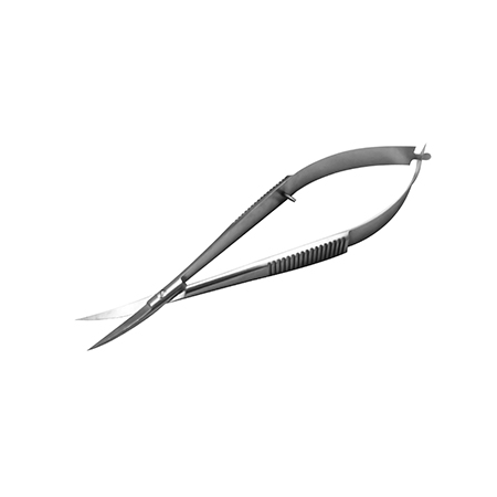 Tijeras de iris tipo CASTROVIEJO Beracah Medica, curva, de acero alemán premium, para tenotomía en cirugía ocular.