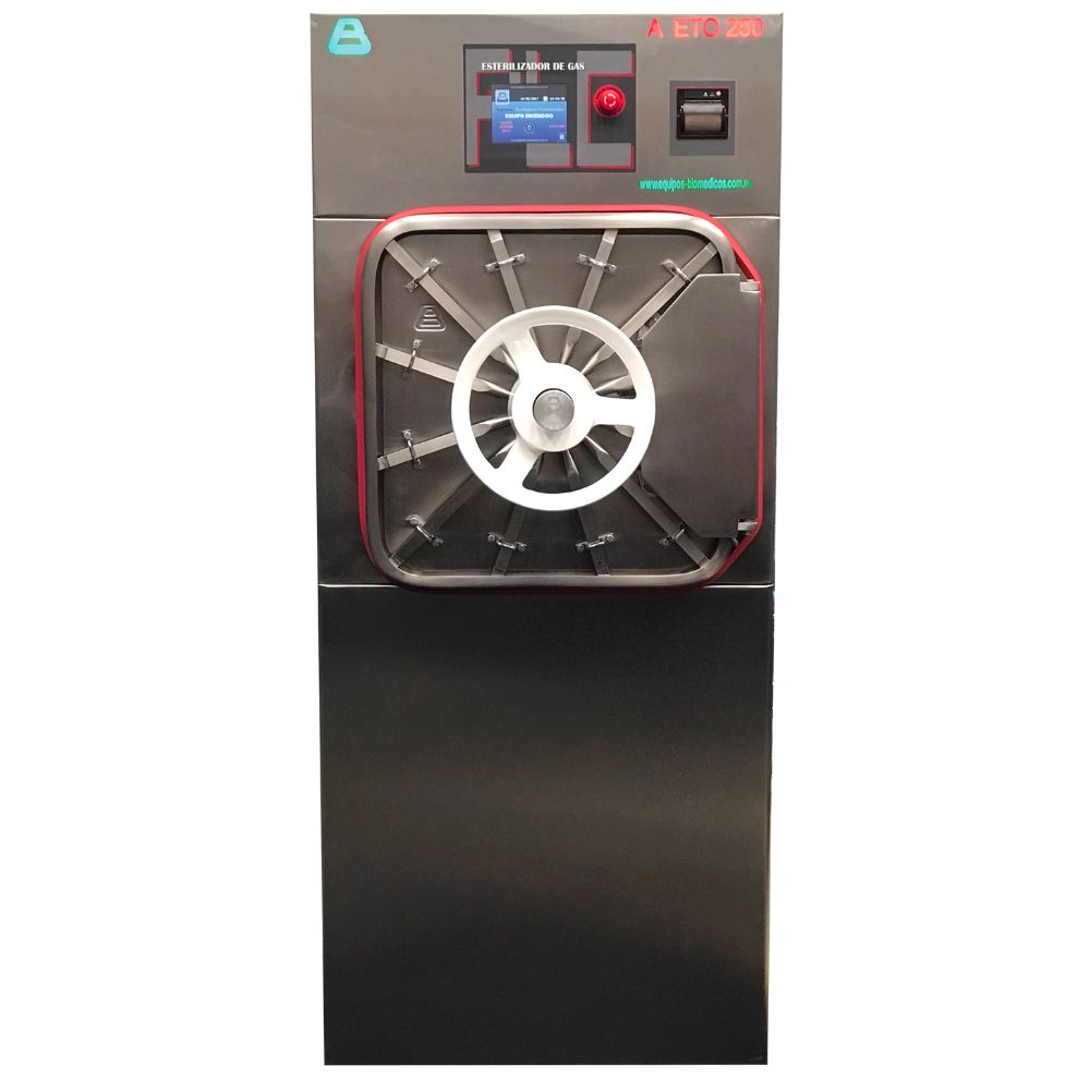 Autoclave de oxido de etileno Ceye Beracah Medica, capacidad de 250 litros, dimensiones 20x20x38 pulgadas, en uso industrial