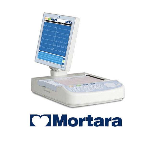 Electrocardiografo de 12 canales Beracah Medica modelo ELI380 con pantalla táctil a color de 17 pulgadas.