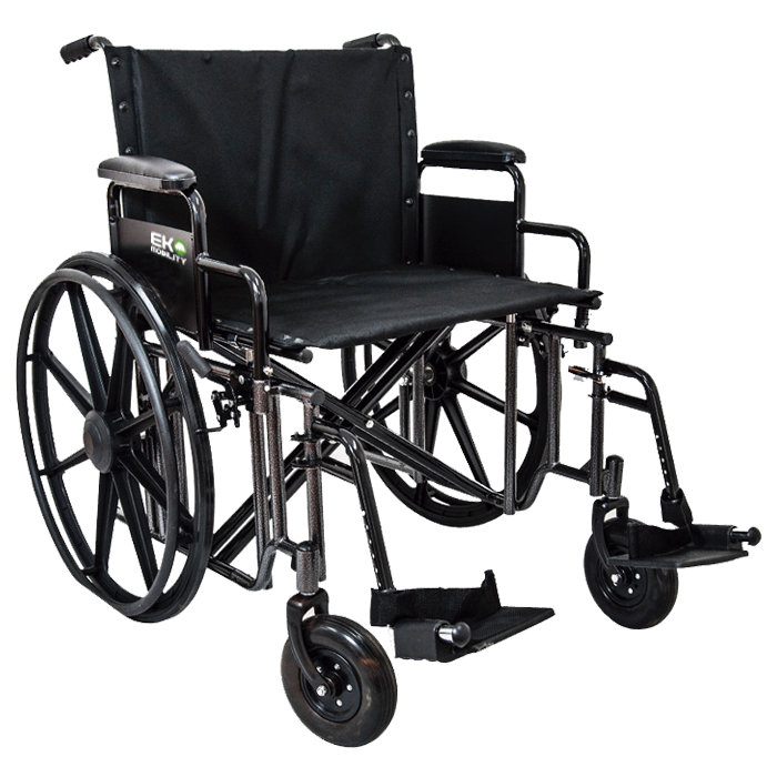 Silla de ruedas bariátrica de 22 pulgadas, Silver Vein, marca Beracah Medica, con estructura robusta y asiento acolchado.