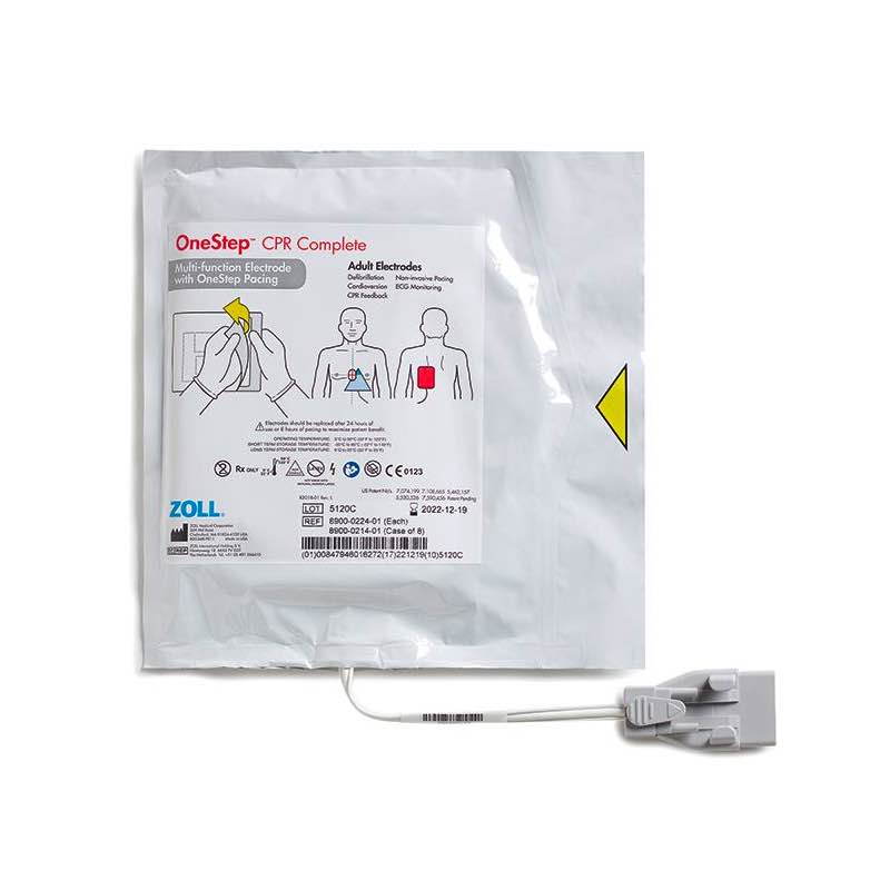 Parche electrodo para desfibrilador OneStep Complete CPR Adulto de Beracah Médica, con 8 unidades, accesorios y refacciones.