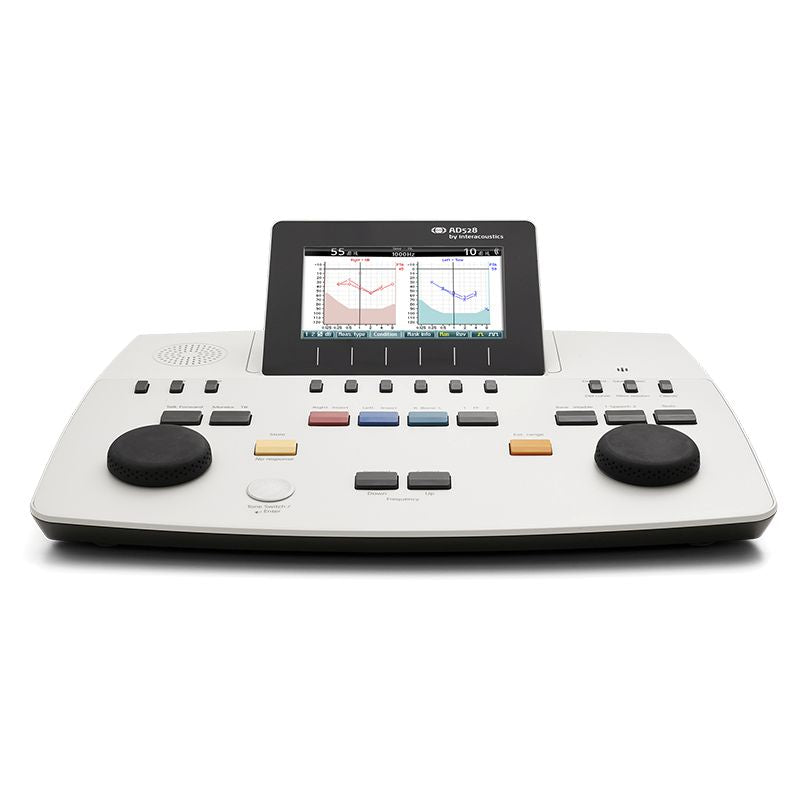 Audiómetro de diagnóstico Beracah Medica AD528 con licencia SYNC, dispositivo portátil para pruebas auditivas profesionales.