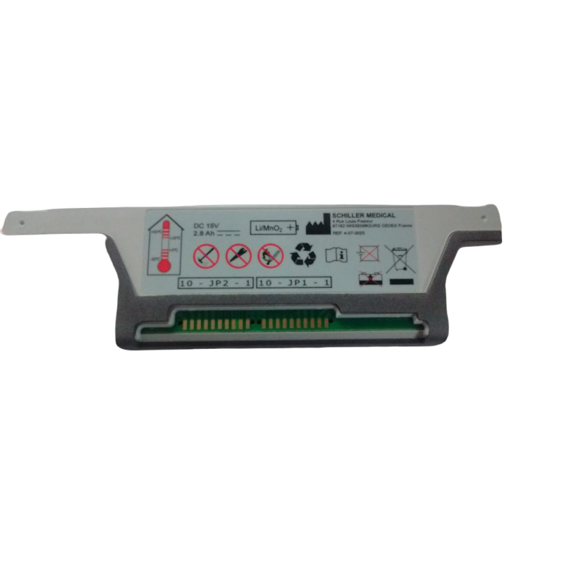 Batería para desfibrilador FRED PA-1 de la marca Beracah Medica, muestra la batería en un fondo neutro.