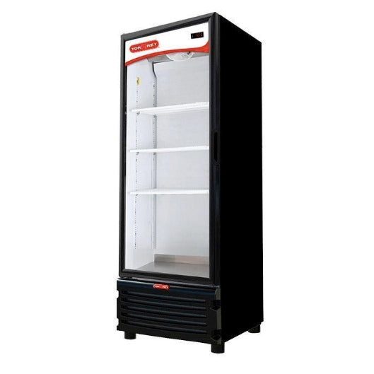 Refrigerador vertical Beracah Médica de una puerta con iluminación LED, capacidad de 17 pies cúbicos, en interior moderno.