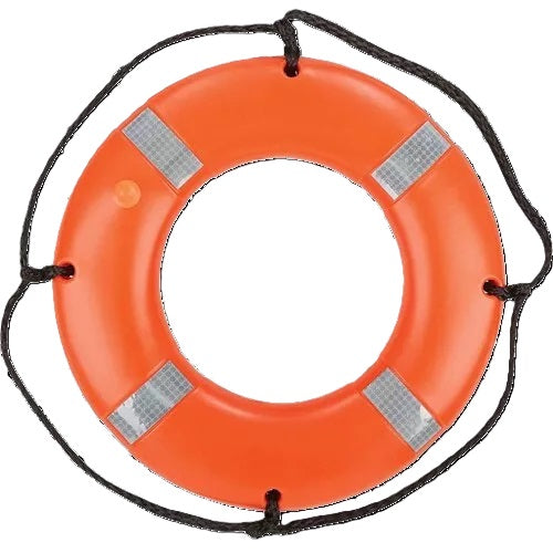 Aro salvavidas de 24 pulgadas de la marca Beracah Medica, equipo para emergencia y rescate, en color naranja brillante.