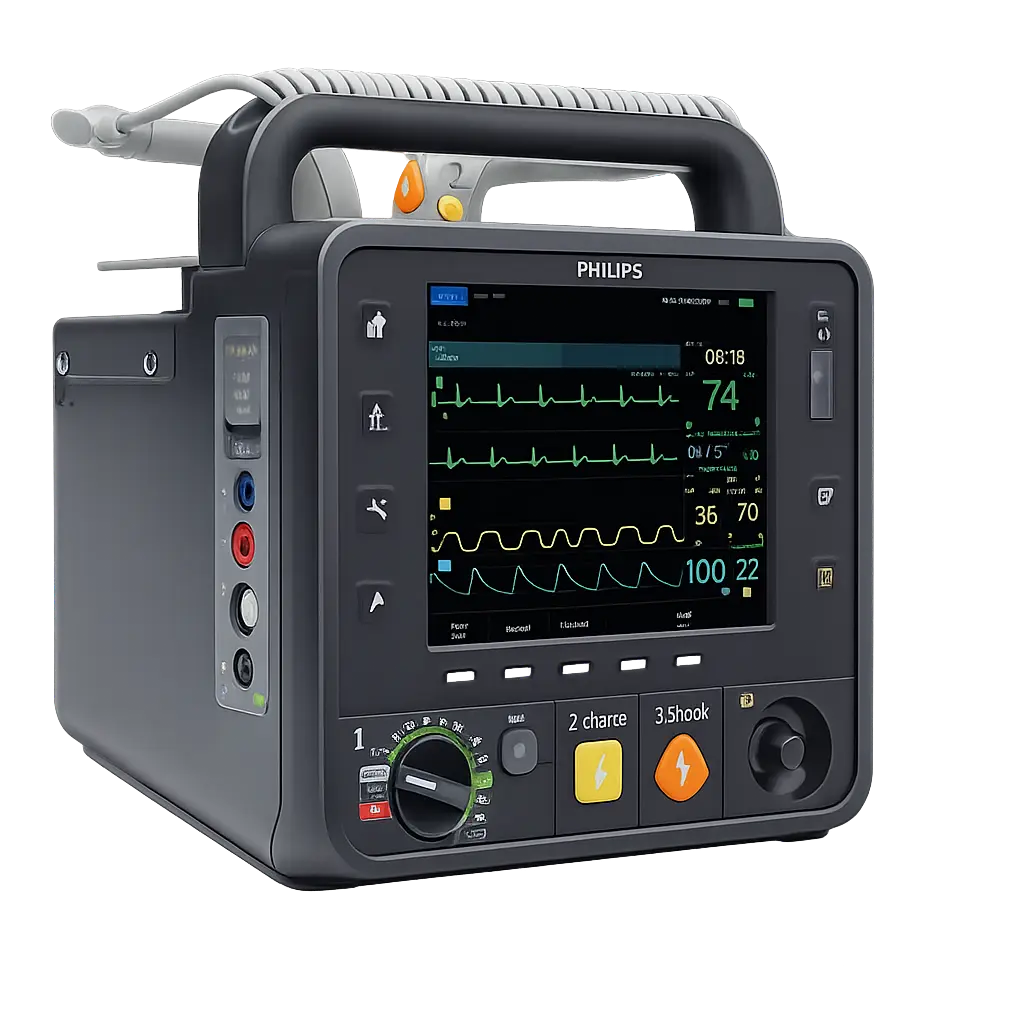 Monitor desfibrilador HeartStart Intrepid básico de Beracah Médica, con pantalla y controles visibles.