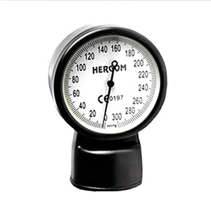 Manómetro aneroide económico de Beracah Médica, accesorio para baumanómetro, muestra dial y aguja de medición.