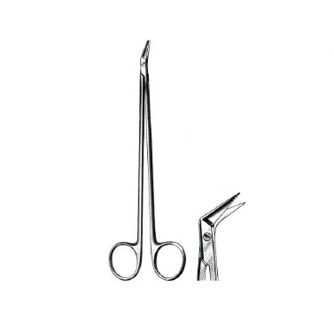 Tijeras Potts-Smith de 25 grados, 18 cm, marca Beracah Médica, con diseño delicado y hoja afilada para precisión.