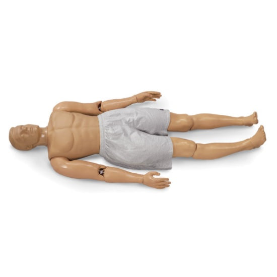 Maniquí de entrenamiento de rescate Beracah Medica, trauma y emergencia, peso 79.37 kg, en posición de entrenamiento.