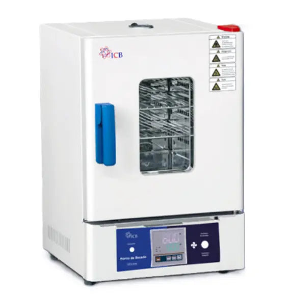 Horno de secado laboratorio Beracah Medica, capacidad 125 litros, vista frontal con control digital y puerta de metal.