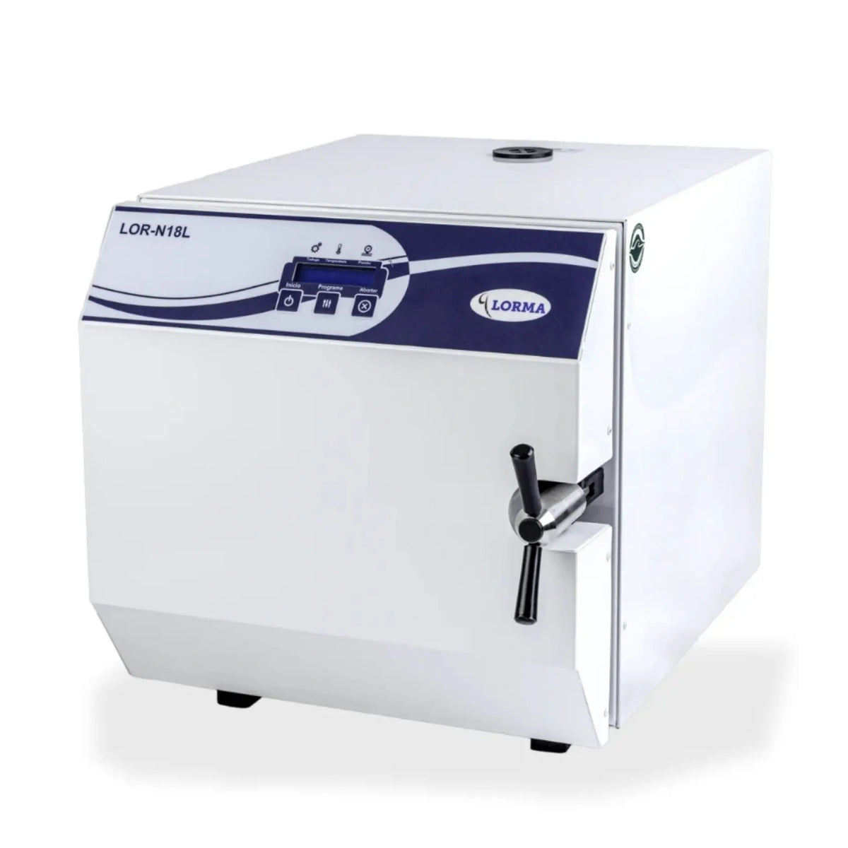 Autoclave de mesa Beracah Medica N18L de 18 litros, con panel de control y puerta de cierre hermético.