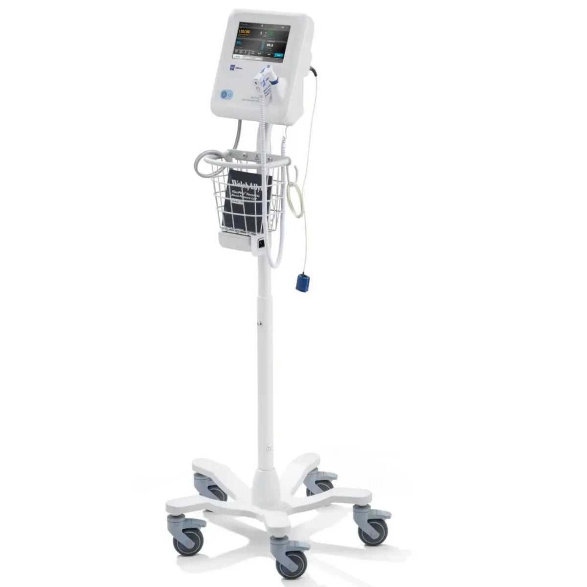 Base rodable para monitor de signos vitales MSI SPOT 4400 de Beracah Medica, vista desde un ángulo, con detalles en la imagen.