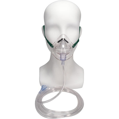 Mascarilla pediátrica de oxígeno MSI de concentración media de Beracah Médica, caja con 50 piezas, en color transparente