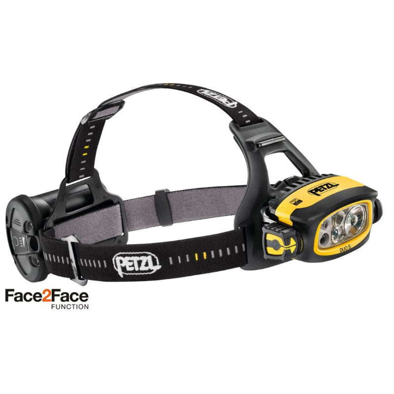 Linterna frontal Beracah Medica DUO® S con luz de 1100 lm, ideal para rescate, en color negro con banda ajustable.