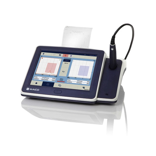 Timpanómetro Touch Tymp MI-24 de Beracah Medica con software, audífonos DD45, dispositivo portátil para evaluación de la audición.