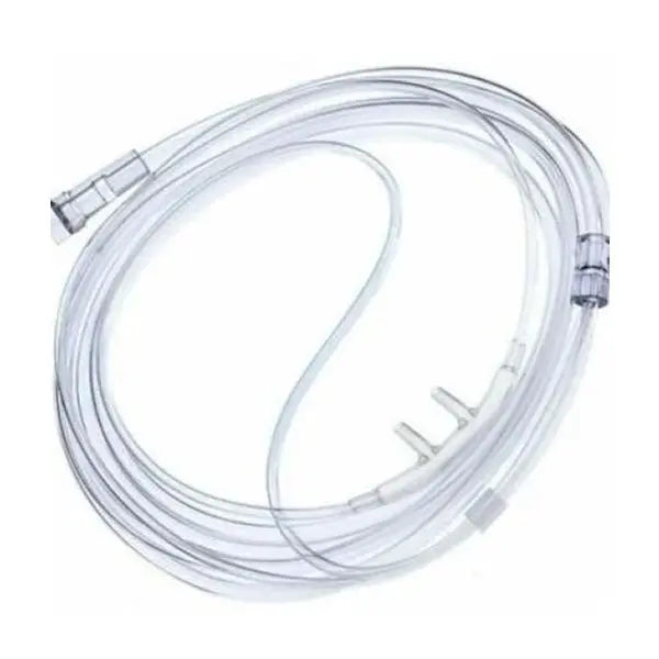 Punta nasal para adulto con tubo de suministro de 15.2m, modelo Salter Style, en color transparente, para oxígeno, marca Beracah Médica.