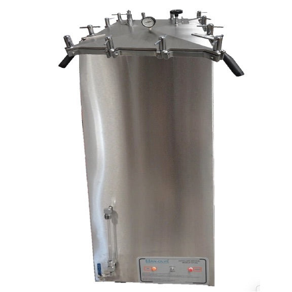 Autoclave vertical automática cuadrada Beracah Medica, 45x45x90 cm, capacidad 182 Lt, con canastilla y control de 3 calores.
