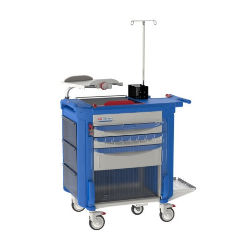 Carro rojo para emergencias de plastico con 3 cajones medidas 57.46 x 96.52 x 98.42 cm Lifeline