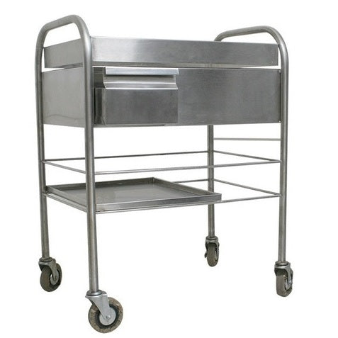 Carro para medicamentos MSI de acero inoxidable, 70x40x90 cm, con llantas de 4 pulgadas, marca Beracah Medica.