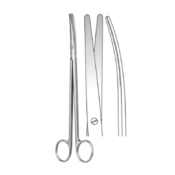 Tijeras Metzenbaum curvas de 23 cm de la marca Beracah Medica, con hoja afilada y mango ergonómico para cirugía.